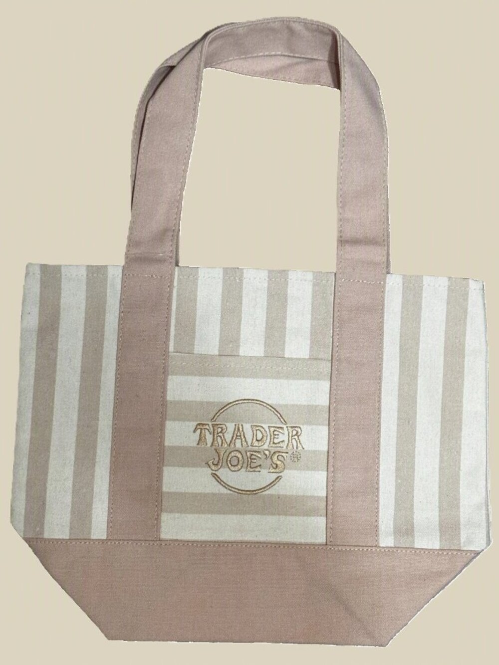 Trader Joe's 2026 Striped Mini Canvas Reusable Tote Bag, Desert Stripe